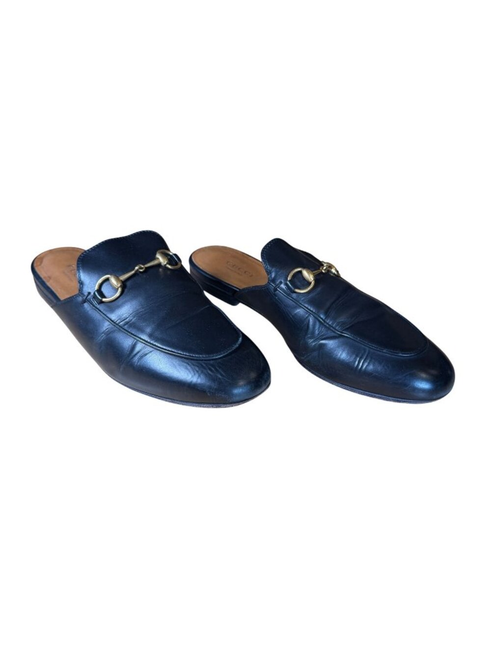 Gucci Princetown Horsebit Loafer Mule Black Leather Slip-On Flat EU 38.5 US 8.5